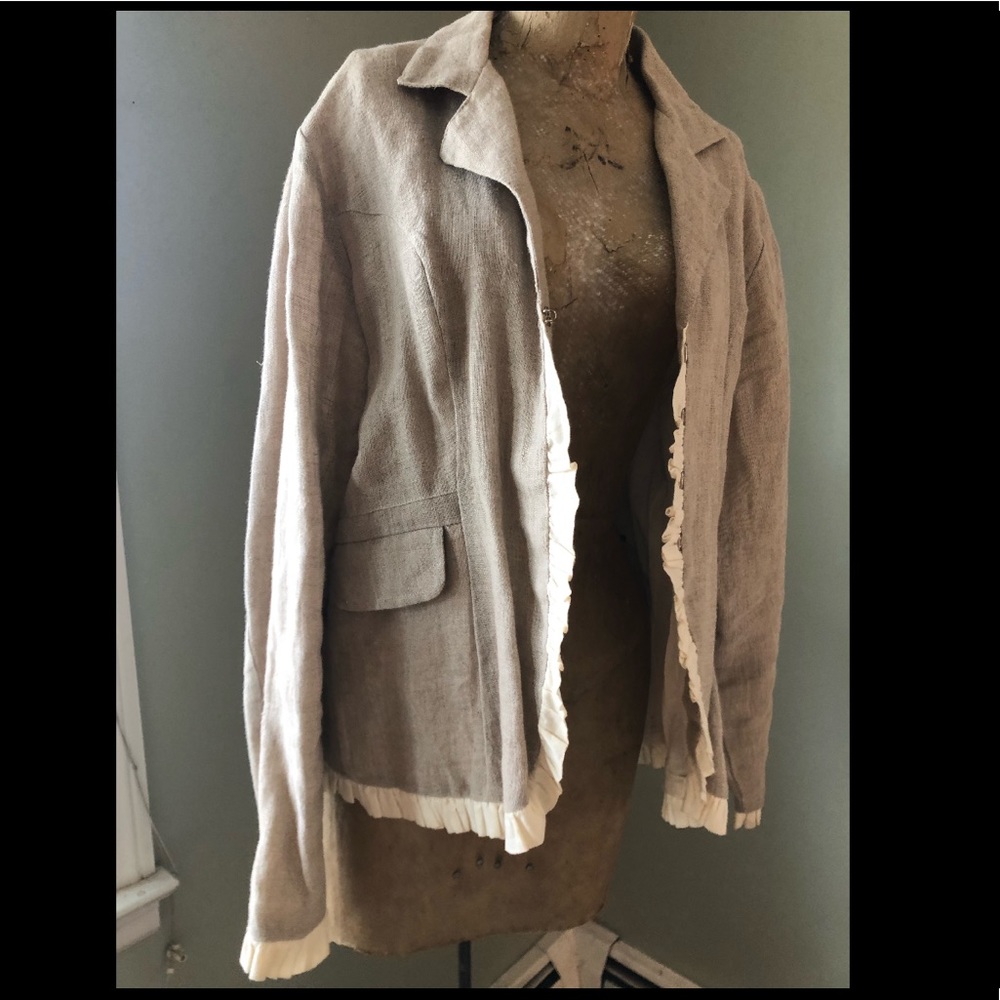 Linen earth tone lined medium jacket / blazer